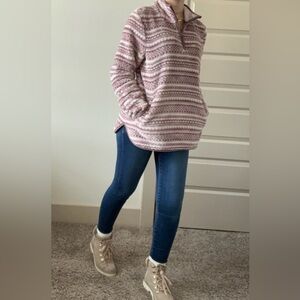 St. John’s Bay pullover quarter-zip kangaroo pocket print pattern sweater jacket